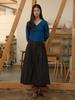 MUEMUER Yoke Pleated Midi Skirt Mu2678Sk801M