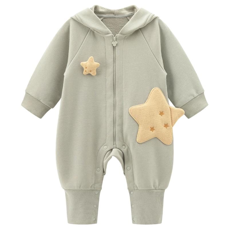 Unisex Baby Fleece Lined Hooded Romper 80