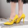 2025 Women's Shoes New patent leather pointed high-heeled shoes Size 34-46 belt buckle Caligae buckle shoes