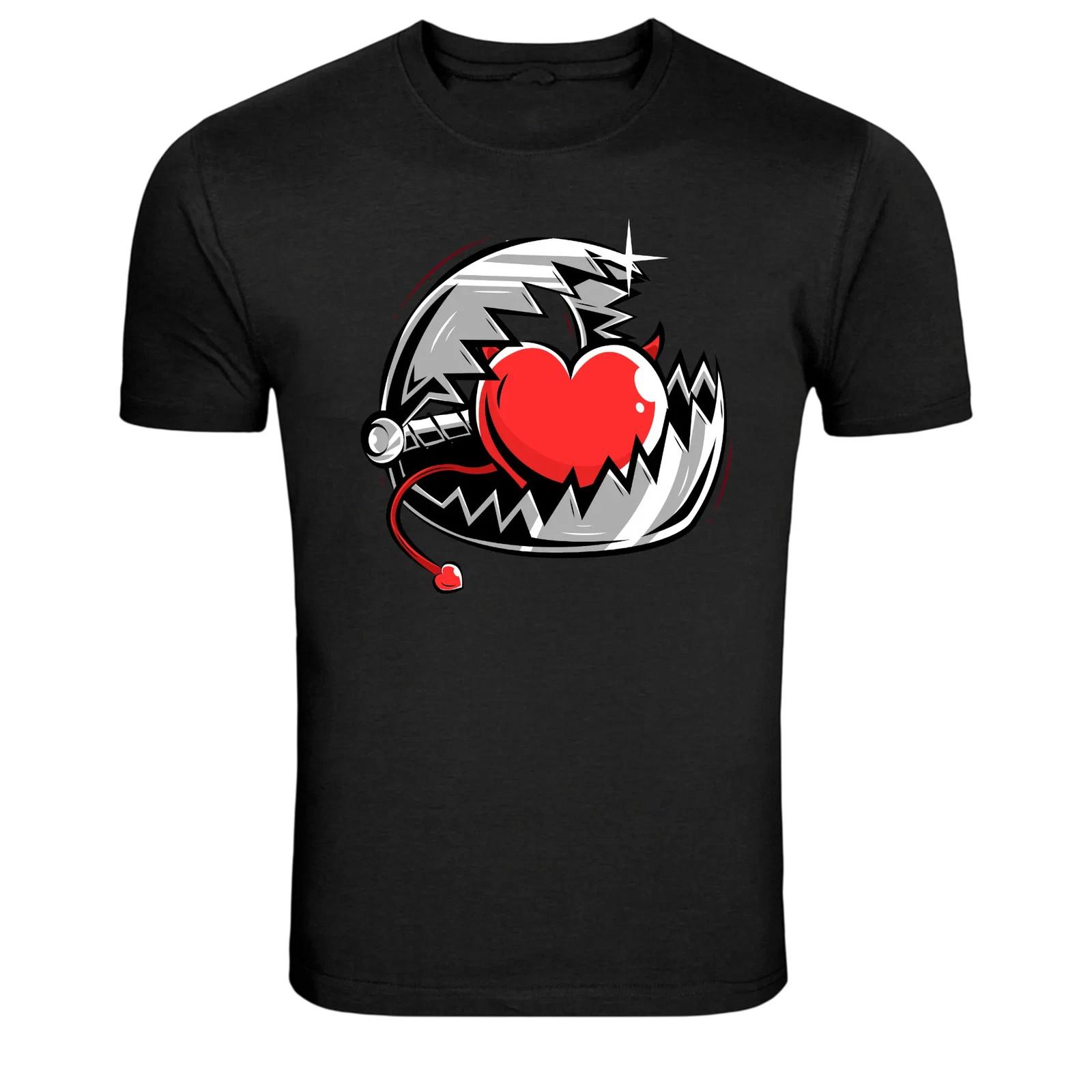 Broken Heart Devil Cartoon Graphic T-Shirt M