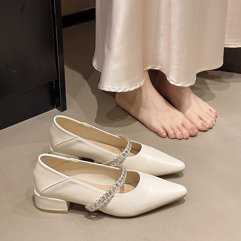 French Fairy Pointed High Heels Summer Temperament All-match Thick Heel Single Shoes Women's Shoes