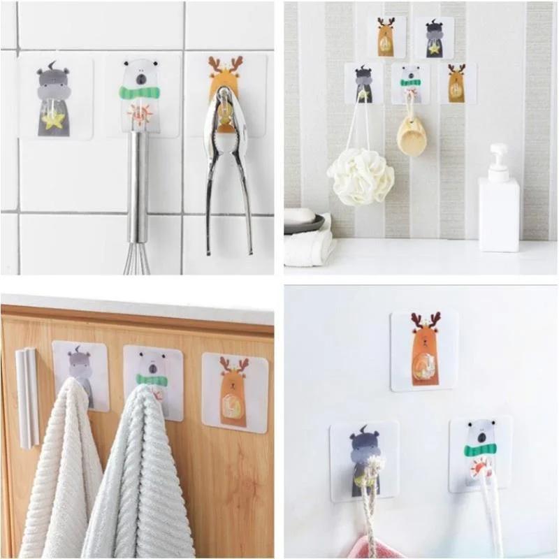 Household Convenience Tools Animal Style Strong Adhesive Hook Wall Holder Nail Free Traceless Wall Hook  Kitchen Bathroom Tools