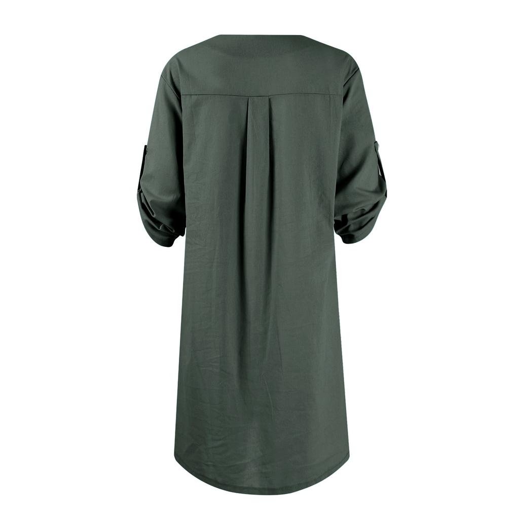 Women's Casual Sundress Beach Dress For Women 3/4 Sleeve Dress V Neck Loose Dresses Midi Dress