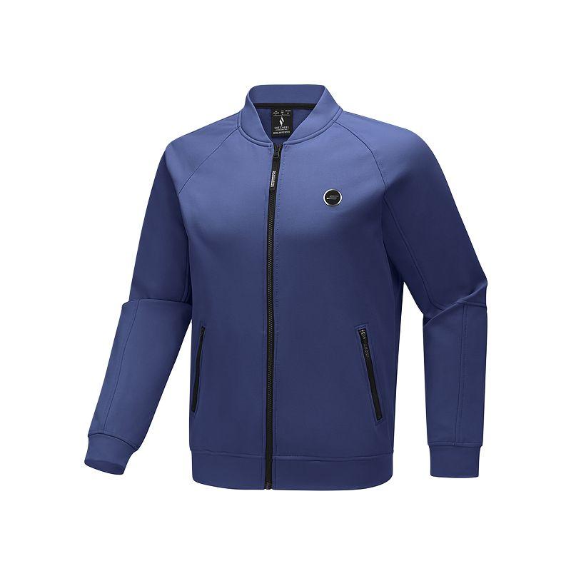 Skechers Stand Collar Zipper Shoulder Sleeve Multi Pocket Knitted Fleece Jacket Men jackets P425M074-02MZ S