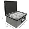 Oxford Fabric Whiskey Glass Storage Container with 12 Compartments and Secure Double Chain Closure for Transit