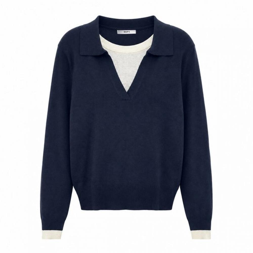 GGPX New York Color Lined Collar Neck Knit Gq9kp001f