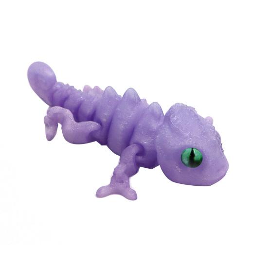 3D Printed Chameleon Figurine Movable Joints Mini Lizard Figure Articulated Animal Model Toy Home Office Bookshelf Desktop Decoration Ornament