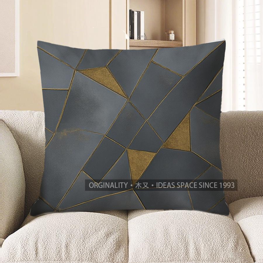 Home Decor Geometric Gold-Patterned Decorative Pillow Cover Pattern Cushion Cover Suitable For Sofa Bedroom Car Pillow Cover