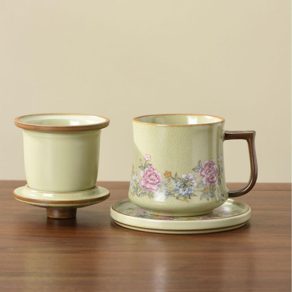 Ru kiln mug gift box with lid tea separation water cup ceramic tea brewing office cup business meeting souvenir