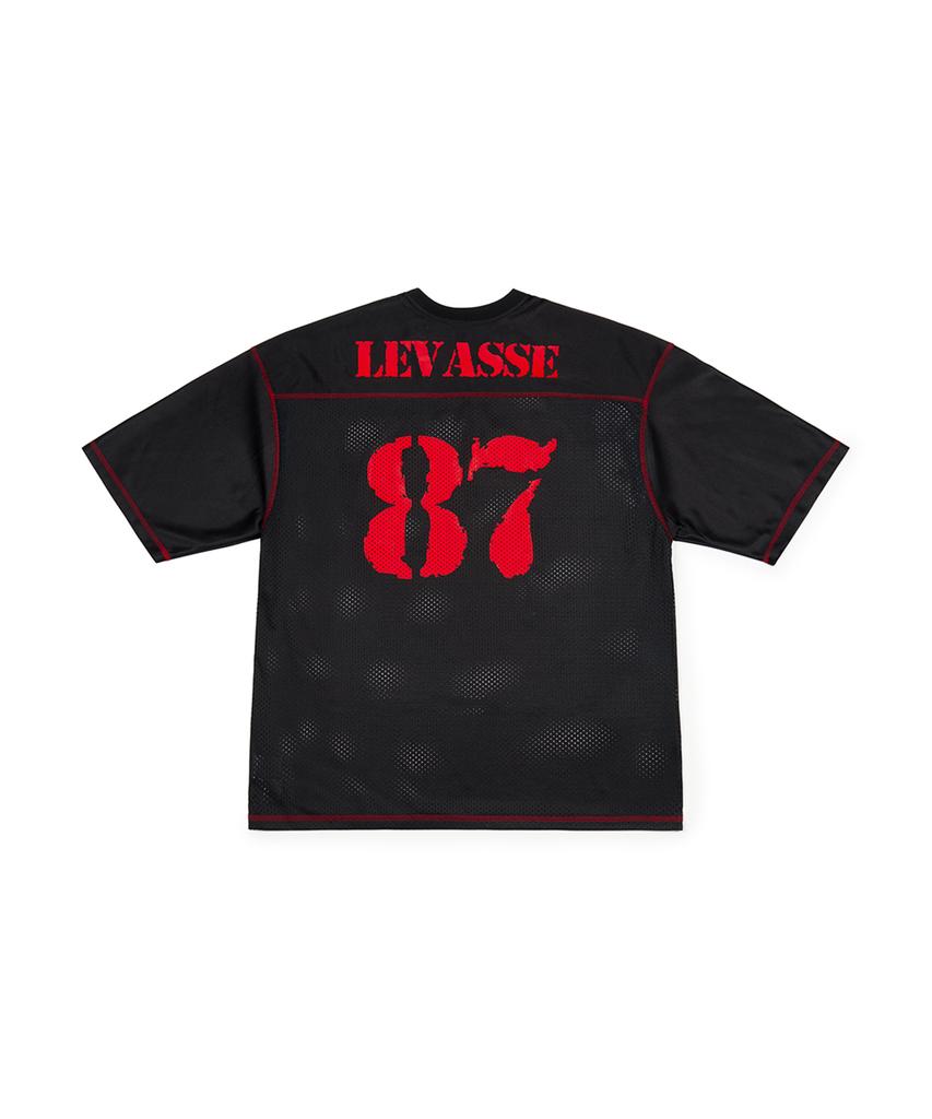 Leubase Mesh Rugby Shirt – Black (Red Logo)