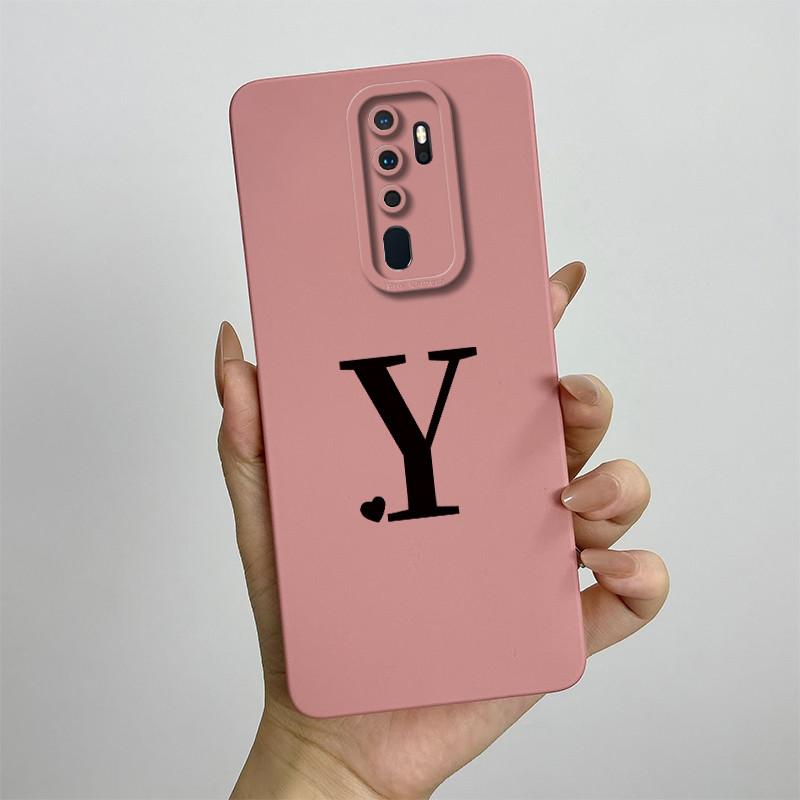 Cute Initial Letters Case For OPPO A5 (2020) Liquid Silicone Smooth Cases For OPPO A9 (2020) A11X Soft Cover OPPO A5 2020 Bag