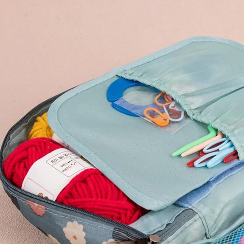 Knitting Crochet Hook Set DIY Craft Sewing Tools with Bag Steel Large Eye Blunt Needles Markers Ergonomic Handle Colorful Hooks