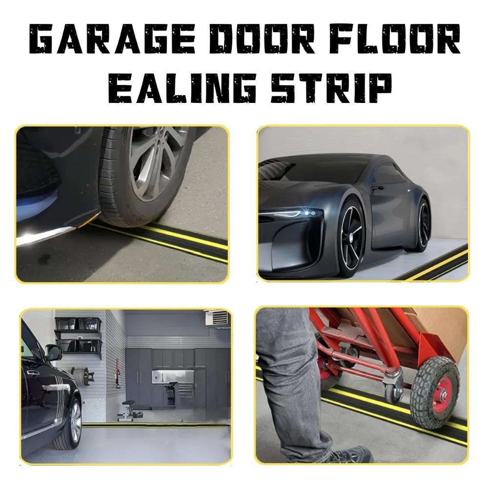 1/3M Garage Door Floor Sealing Strip Multi Functional with Yellow Line PVC Garage Edge Gap Dustproof Waterproof Sealing Strip
