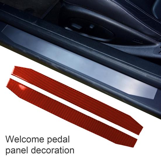 

2 шт. полоса наклейка защитная устойчивая к царапинам углеродного волокна красная накладка на дверь автомобиля