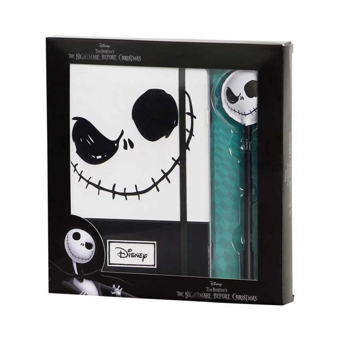 Journal + stylo fashion - disney l'étrange noël de m. jack face - noir - taille unique