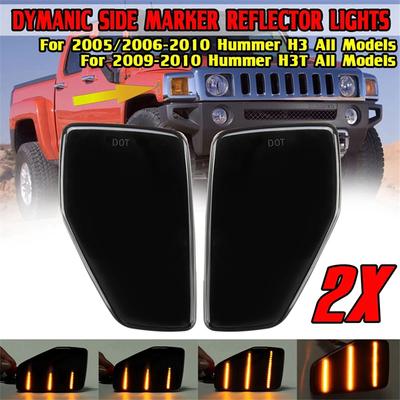 Car Front Fender Dynamic Light Smoked Black ABS plastic+PC For 09-10 Hummer H3T