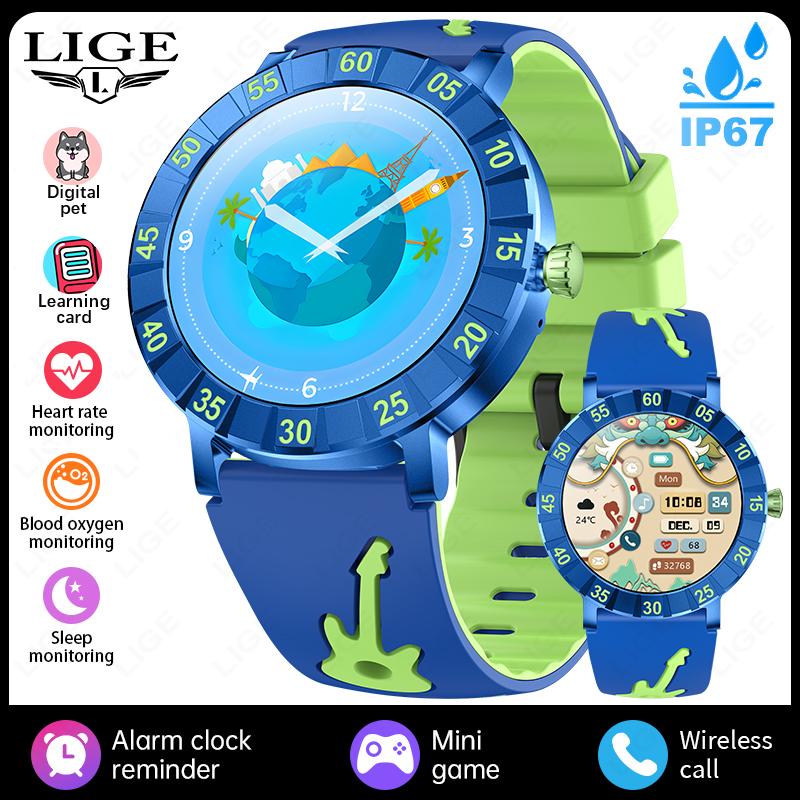 

New Kids Smartwatch Learning Card Puzzle Game Sports Tracker Pedometer BT Call IP67 Waterproof Child Smart Watch Gift Kid Study Smartwatch синій