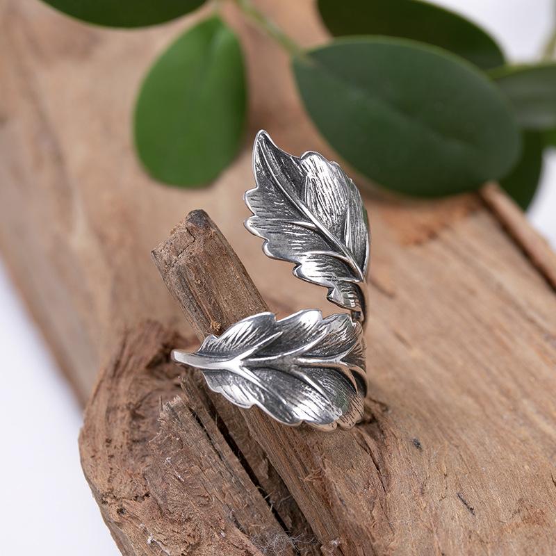 Buyee Copper Big Ring Finger Elegant Gary Leaf Open Ring For Woman Fashion Unique Design Fine Jewelry Circle