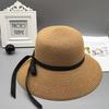 Foldable straw hat children summer small fresh versatile beach visor sun protection bucket hat