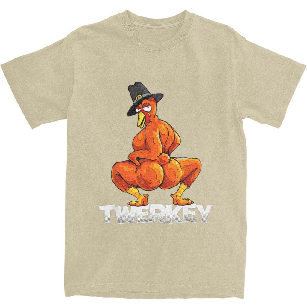 Twerkey Twerking Turkey Pilgrim T Shirt Summer Thanksgiving Twerk Turkey T Shirts Cotton Tshirt For Men Short Sleeves Tops