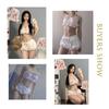 Halter Ruffles Women Kawaii Maid Outfit Sweet Sexy Sleepwear Lovely Cosplay Costumes Bandage Bow Lace Tops and Bloomers Set