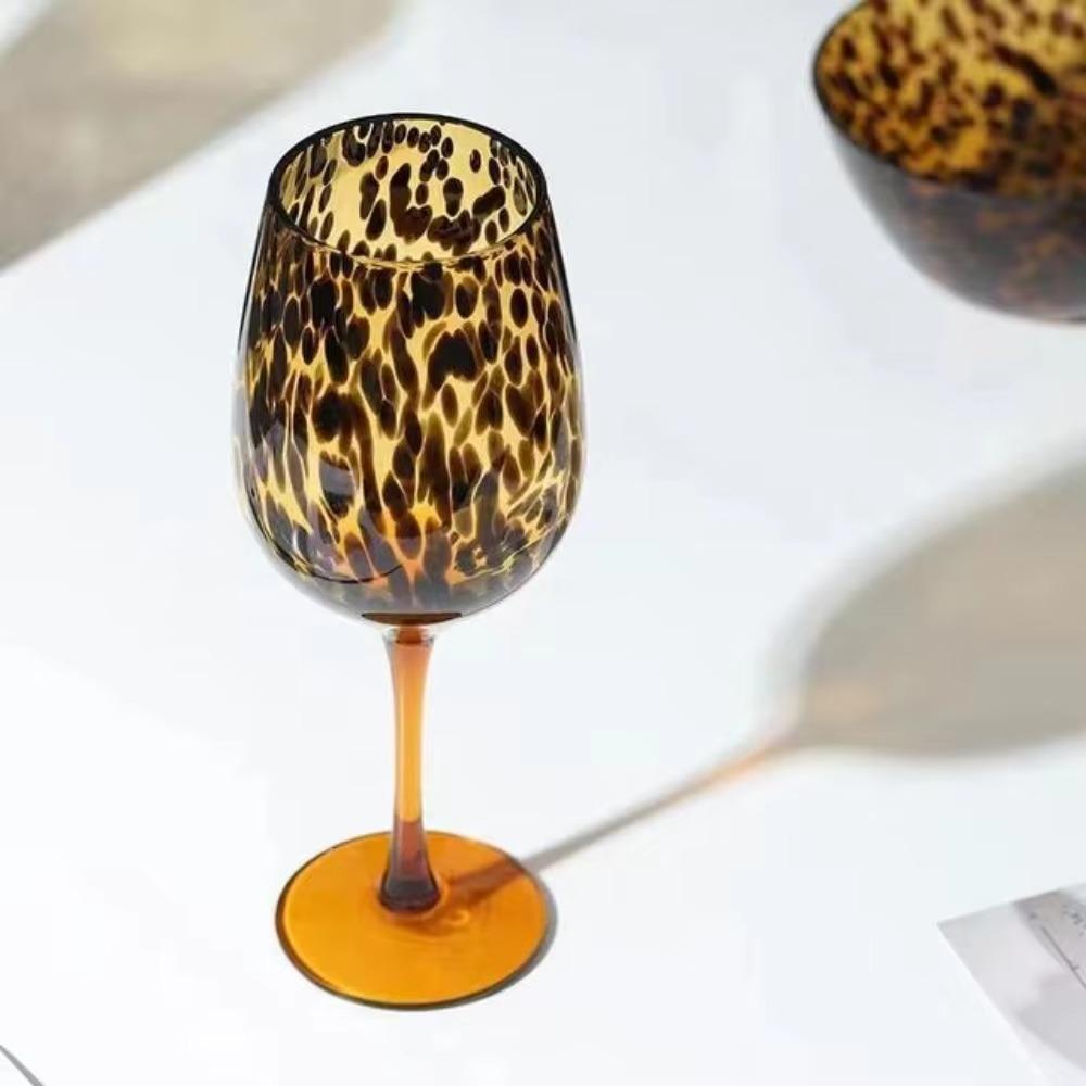 Szklany Kieliszek Highball w Cętki Leoparda Vintage Kubek na Napoje Elegancki Kieliszek do Wody Stół Jadalny