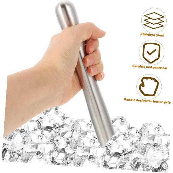 Stainless Steel Stick Ergonomic Lemon Hammer for Muddling Beating Crushing Bartending Accessory for Home Bar Restaurant Design 22.5cm