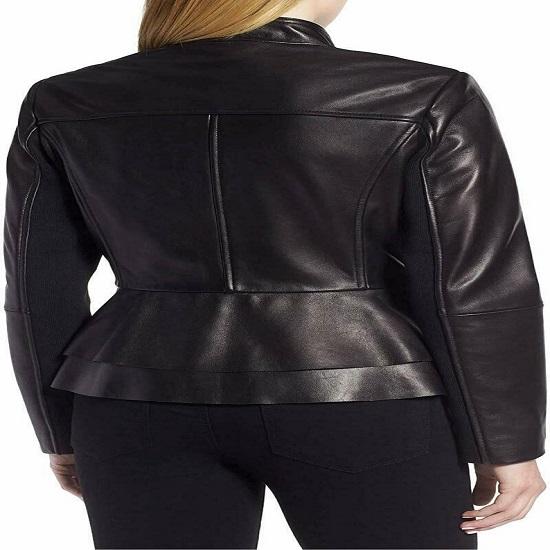 Noora Women's Black Lambskin Leather Jacket, Biker Flare Designer Shinny Leather Jacket With Zipper Closure