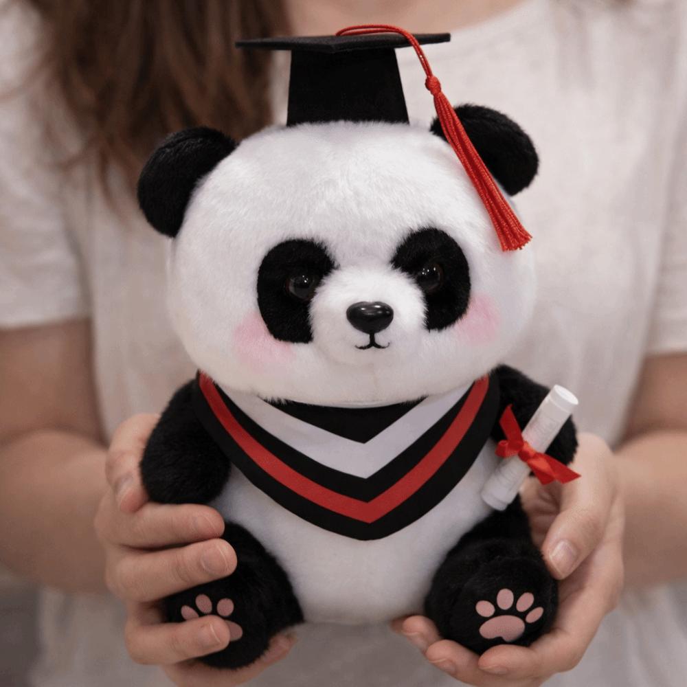 Soft Stuffed Animal Toy Cute Doctor Hat Panda Doll Plush Panda Ornaments Students Gift