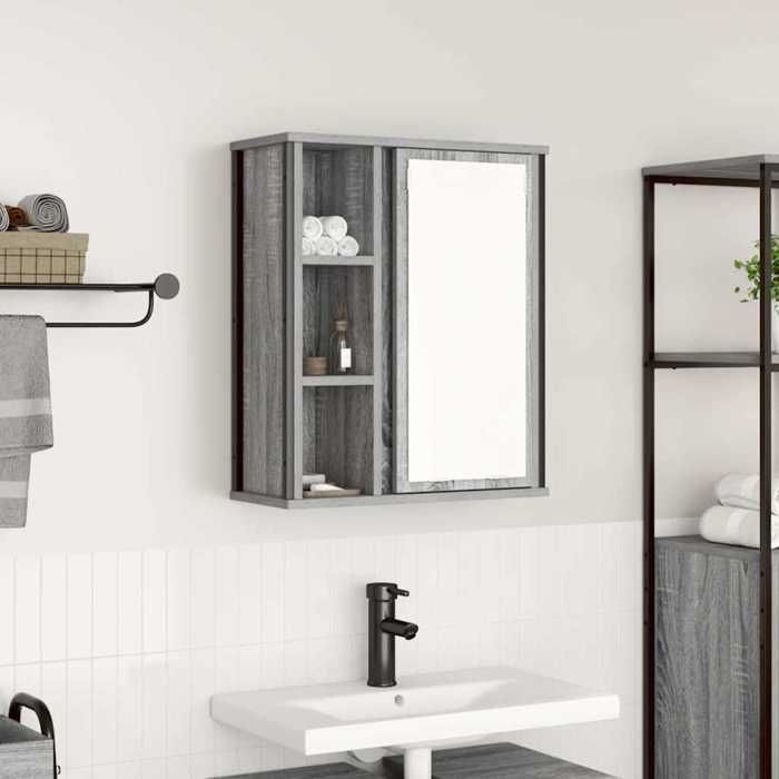 VidaXL Armoire murale de salle de bain miroir sonoma gris 50x21x60 cm, armoire suspendue de salle de bain, meuble mural de 861905
