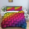 Rainbow Geometric Duvet Cover Psychedelic Twin Queen Bedding Set for Kids Adults Abstract Pattern Comforter Cover Modern Bed Set