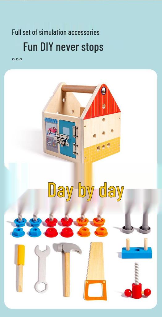 Kids' Wooden Tool Set with Toolbox for Early Learning