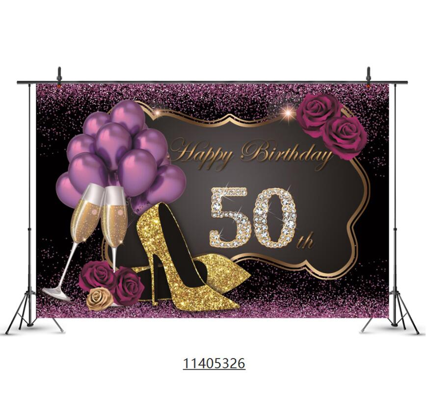 7x5ft Happy 18th 40th 50th Birthday Backdrop Black Gold Balloons Golden Glitter Sparkling Stars Men Women Baby Party Backdrop