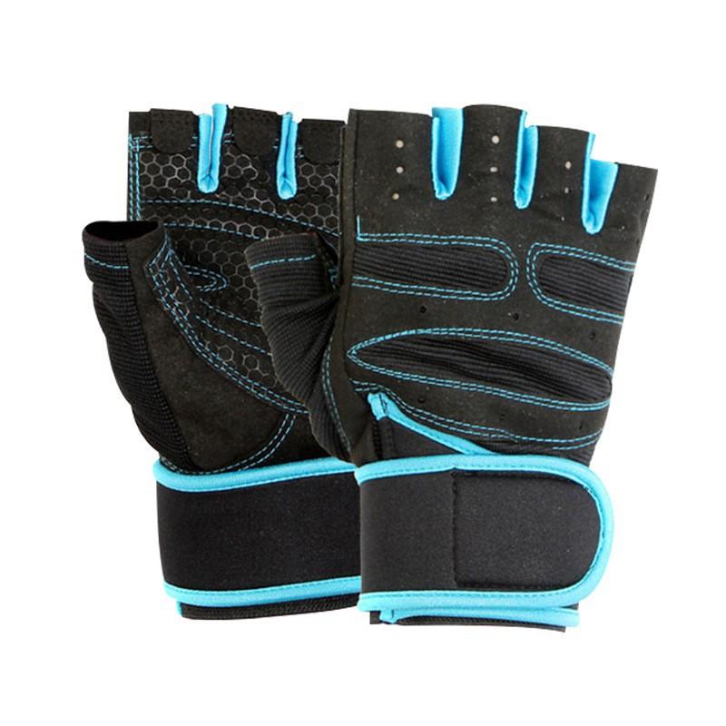 

Men s Women s Fitness Gloves Anti-slip Sports Four-finger Wrist Brace Weightlifting Horizontal Bar Dumbbell Palm Protection Half-finger size XL синий