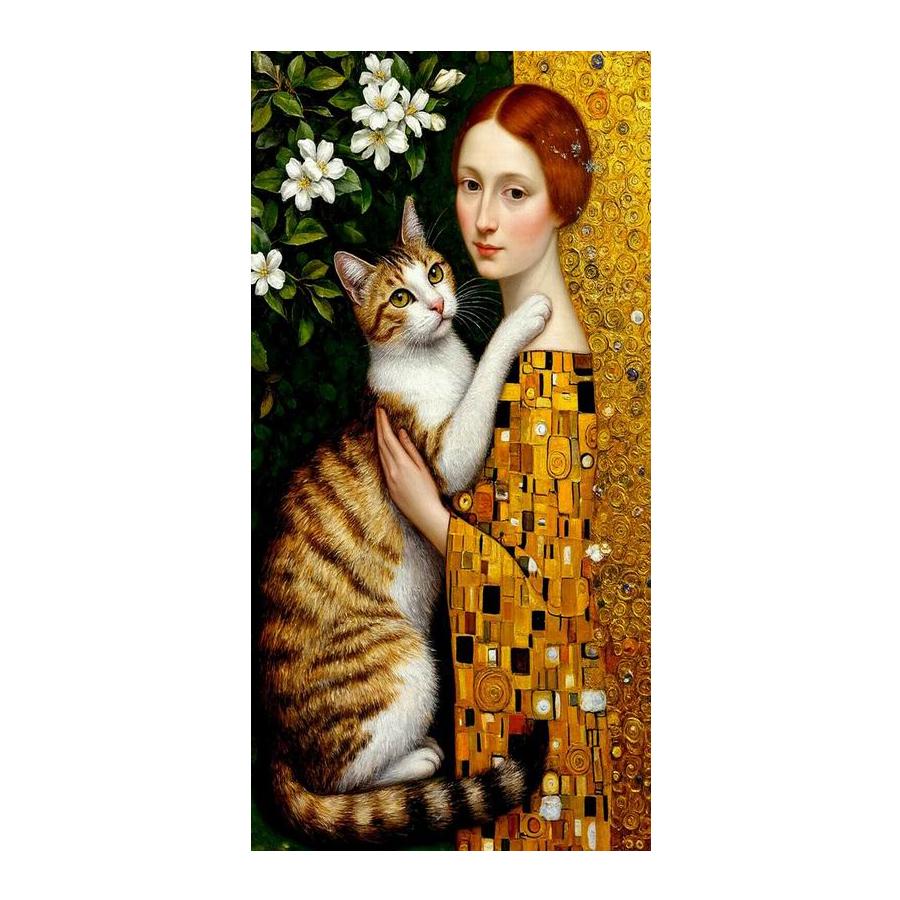 Diy Diamond Mosaic Woman and Cat Large Size Diamonds Painting Full Drill Rhinestone Embroidery Animals Jewelry Cross Stitch Kits Wall Decor