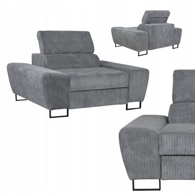 Savio Lounge Chair Family Furniture Grey Corduroy Reg Headrest