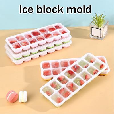 Silicone Ice Cube Tray with Lid BPA-free Ice Mold for Freezer One-Click Release Large Capacity Ice Maker for Home Bar Kitchen