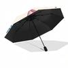 1pc Bows Hearts Automatic Folding Umbrella - Compact 8-Rib Design, Durable Plastic & Iron, Festive Gift, Compact Umbrellan026