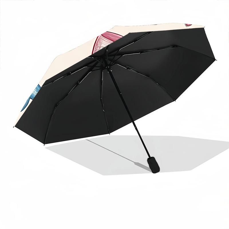 1pc Bows Hearts Automatic Folding Umbrella - Compact 8-Rib Design, Durable Plastic & Iron, Festive Gift, Compact Umbrellan026