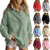 Women's Casual Color Button Front Pullover Sweatshirt Long Sleeve Cozy