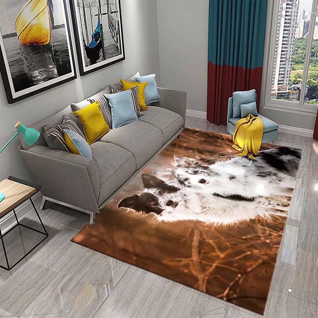 Lovely Border Collie Carpet Cute Pet Dog Animal Non-Slip Doormat Carpet Floor Mat for Bedroom Living Room Hallway Home Decor Rug