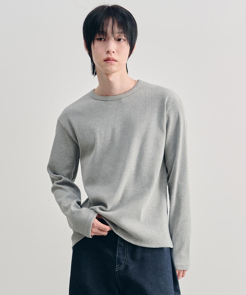 ARRAYED Ribbed Long Sleeve Crop T-Shirt [Black]