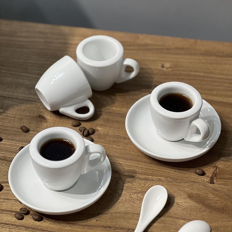 60ML Ceramic Espresso Cups with Thick Design for Single Cup 9mm Cup Wall Long Lasting Insulation Espresso Barista Accessories