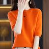 Women Knit T-shirt 100% Wool MODERN NEW SAGA Summer Knitted Shirt Short Sleeve Tees O-neck Pullover Knit Tops