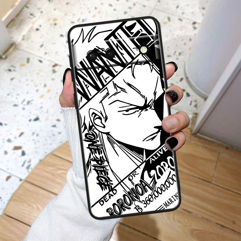 Luffys-Zoros O-nes P-ieces Stoßfeste Abdeckung für Google Pixel 8 7A 6A 5A 5 4 4A XL Pro 5G Schwarze Telefonhülle Weiche Fundas Capa