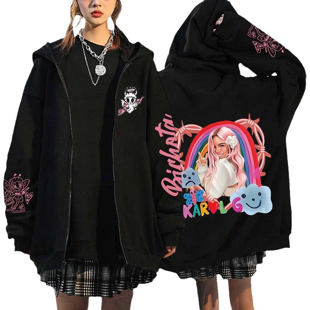 New Carol G Manana Salad Bonito Printed Zip Sweater Casual Sports Euro Size Hoodie