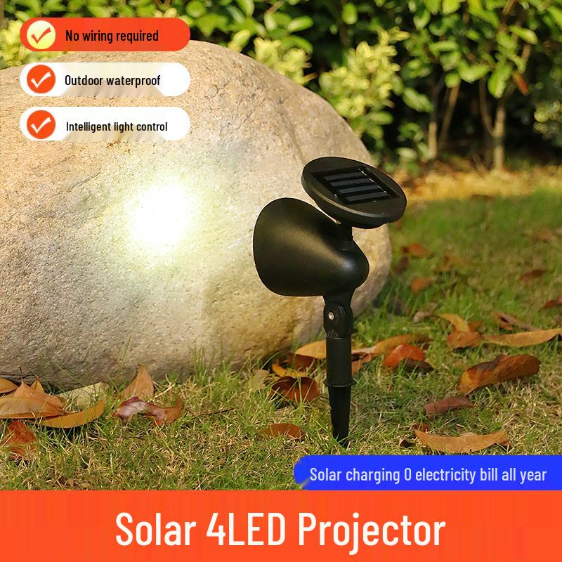 Waterproof Solar 4-LED Lawn Spotlights: Outdoor Decorative Landscape Lighting for Yard, Villa, and Park