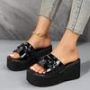 Fashion 2025Women Wedges Slippers Fashion Platform Beach Women Shoes Anti-slip Outdoor Sandals Casual Home Slides
