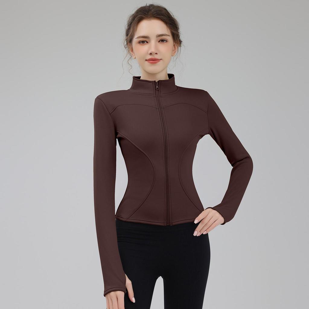 Sametová bunda se stojáčkem a zipem: Zimní sporty a fitness Dlouhý rukáv Slim fit