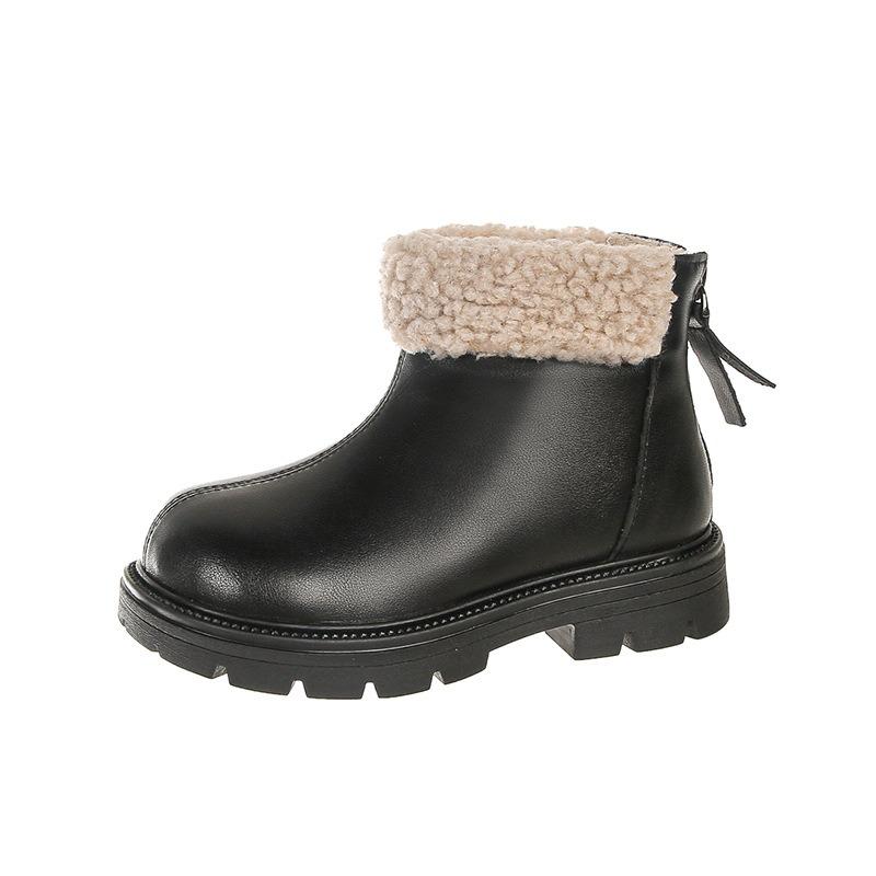 Korean Version Suede Winter Children's Shoes Big Children's Martin Boots Girls' Fur Short Boots Girls' Suede Boots for Warmth